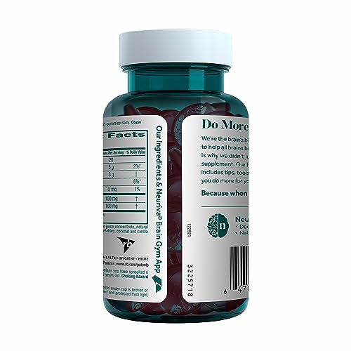 NEURIVA Original Brain Supplement for Memory, Focus & Concentration + Learning & Accuracy with Clinically Tested Nootropics Phosphatidylserine and Neurofactor, Strawberry Flavor, 50 Gummies NEURIVA uk supplements