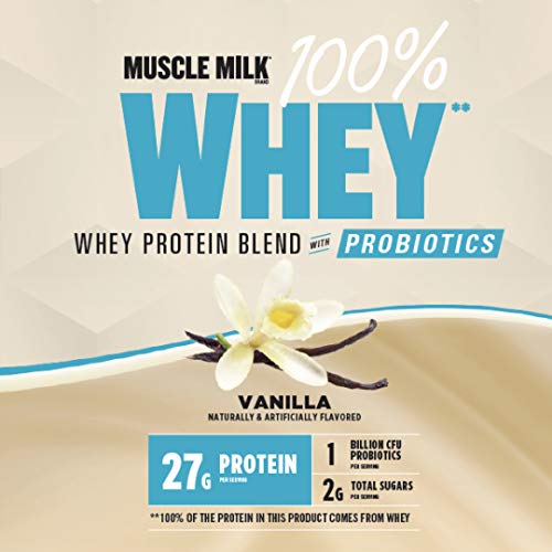 Muscle Milk 100% Whey With Probiotics Protein Powder, Vanilla, 1.85 Pound, 23 Servings Muscle Milk uk supplements