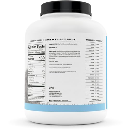 Levels Grass Fed 100% Whey Protein, No Hormones, Unflavored, 5LB Levels Nutrition uk supplements