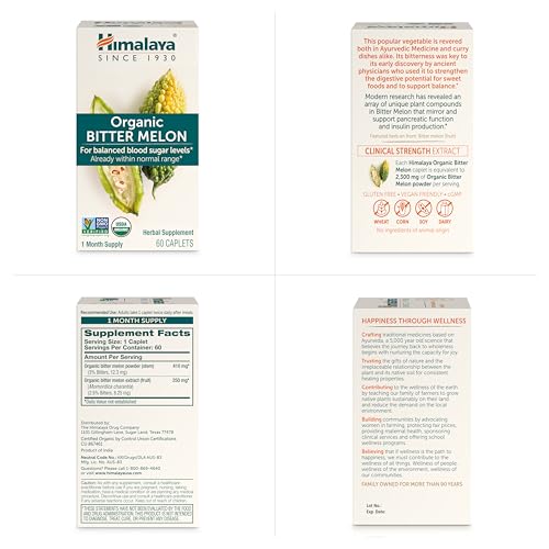 Himalaya Organic Bitter Melon for Glucose Metabolism, 660 mg, 60 Caplets, 1 Month Supply Himalaya uk supplements