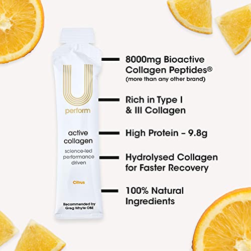 U Perform - Sports Muscle Recovery Supplement - High Protein Liquid Collagen Drink - Great for Joints Repair - Citrus Tasting and Natural Ingredients Based (8000mg) (14 sachets) U Perform uk supplements