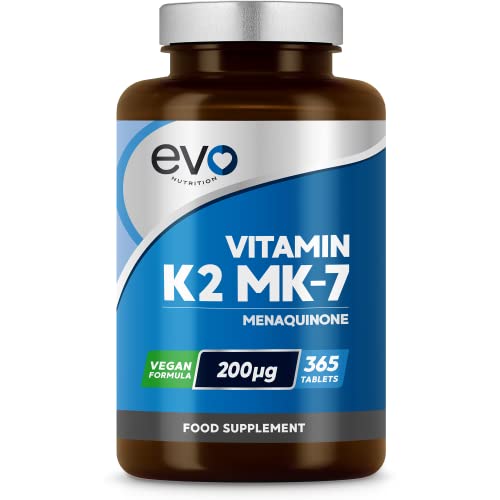 EVO NUTRITION Vitamin K2 MK-7 200mcg | 365 Vegetarian and Vegan Tablets EVO NUTRITION uk supplements