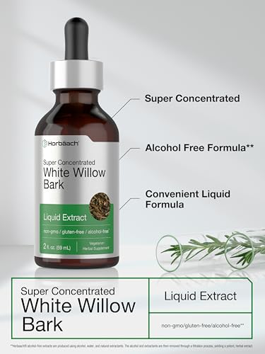 White Willow Bark Extract | 2 fl oz | Alcohol Free Liquid Tincture | Super Concentrated Horbäach uk supplements