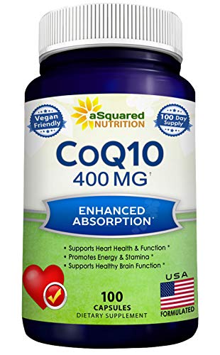 aSquared Nutrition CoQ10 (400mg Max Strength, 100 Veggie Capsules) - High Absorption aSquared Nutrition uk supplements
