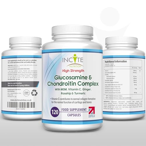 Glucosamine and Chondroitin High Strength Complex with MSM, Vitamin C, Ginge Incite Nutrition uk supplements