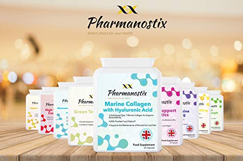 Marine Collagen with Hyaluronic Acid & Seaweed - 60 Capsules - Skin, Hair & Nails Formula Pharmanostix uk supplements