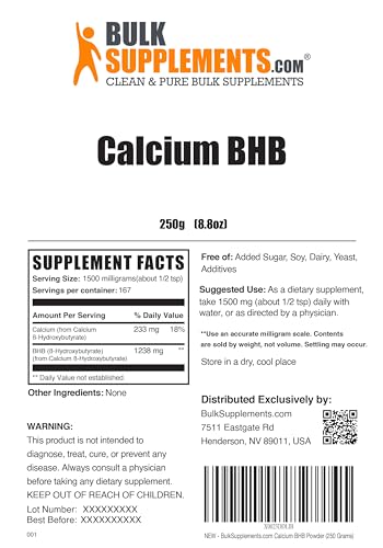 BulkSupplements.com Calcium BHB Powder - Beta-HydroxyButyrate Powder, BHB Supplement BULKSUPPLEMENTS.COM uk supplements