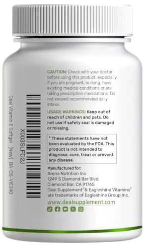 Vitamin E Supplements, 1,000 IU Per Serving, 240 Softgels – Extra Strength Antioxidant Protection – Bioavailable Stable Form DEAL SUPPLEMENT uk supplements