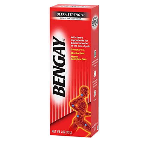 Bengay Ultra Strength Topical Pain Relief Cream, Non-Greasy Topical Analgesic for Minor Arthritis, Muscle, Joint and Back Pain, Camphor, Menthol and Methyl Salicylate, 4 OZ Bengay uk supplements