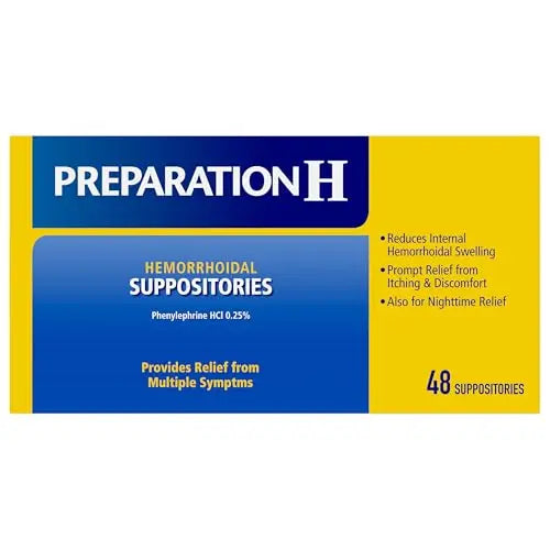 PREPARATION H Hemorrhoid Symptom Treatment Suppositories, Burning, Itching and Discomfort Relief (48 Count) Preparation H uk supplements