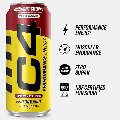 C4 Energy Carbonated Zero Sugar Energy Drink, Pre Workout Drink + Beta Alanine, Midnight Cellucor uk supplements