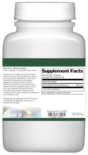 MSM - 450 mg (100 Capsules, ZIN: 510649) - 3 Pack Terravita uk supplements
