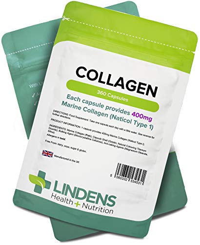 Lindens Collagen (Marine) 400mg Capsules 360 Pack - UK Manufacturer, Letterbox Friendly Lindens uk supplements