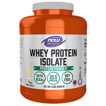 NOW Sports Nutrition, Whey Protein Isolate, 25 g With BCAAs, Creamy Vanilla Powder NOW uk supplements