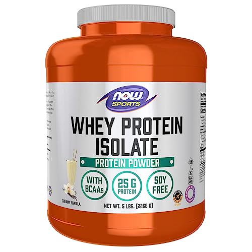 NOW Sports Nutrition, Whey Protein Isolate, 25 g With BCAAs, Creamy Vanilla Powder NOW uk supplements