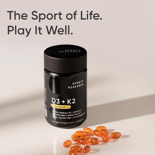 Sports Research Vitamin D3 + K2 with 5000iu of Plant-Based D3 & 100mcg of Vitamin Sports Research uk supplements