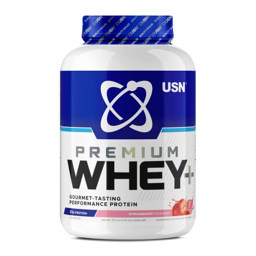 USN Whey+ Strawberry Protein Powder 2kg - Muscle Building & Recovery Protein Shakes USN uk supplements