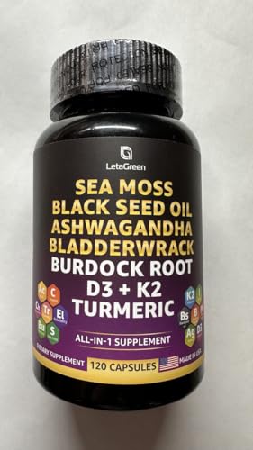 LetaGreen Irish Sea Moss Capsules – 120 Wildcrafted Sea Moss Pills with Black Seed Oil LetaGreen uk supplements