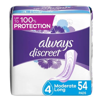 Always Discreet Adult Moderate Long Incontinence Pads, Up to 100% Leak Always Discreet uk supplements