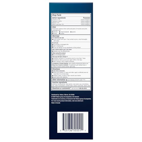 Advil Targeted Relief Pain Relieving Cream, Up to 8 Hours of Powerful Relief of Minor Arthritis Pain, Joint Pain, Lower Back Pain and Muscle Pain - 4 oz Advil uk supplements