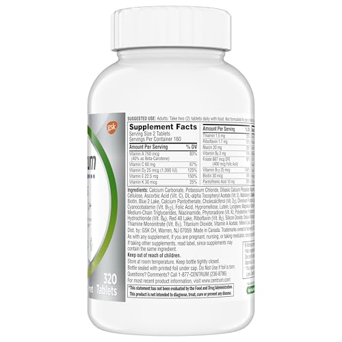Centrum Minis Silver Multivitamin for Adults 50 Plus, Multimineral Supplement, Vitamin D3, B-Vitamins, Gluten Free, Non-GMO Ingredients Centrum uk supplements
