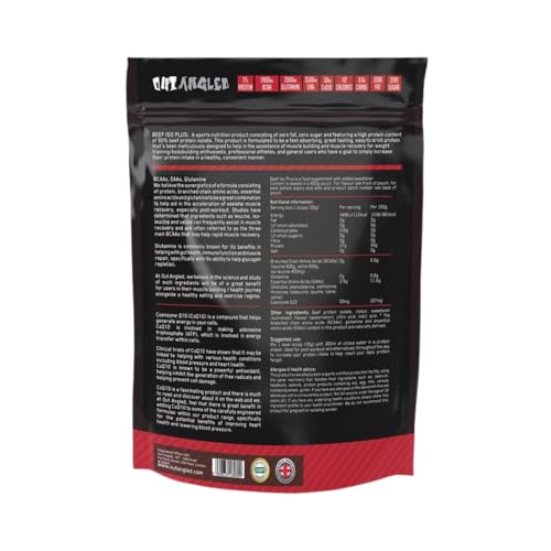 OUT ANGLED Beef Iso Plus, Beef Protein Isolate Powder, High Protein with Natural BCAAs, Zero Fat and Sugar OUT ANGLED uk supplements
