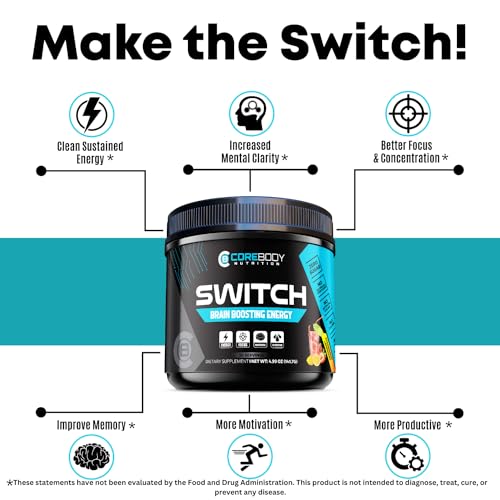 Switch, Brain Boosting Nootropic Energy Supplement, Increase Mental Focus & Cognitive CoreBody Nutrition uk supplements