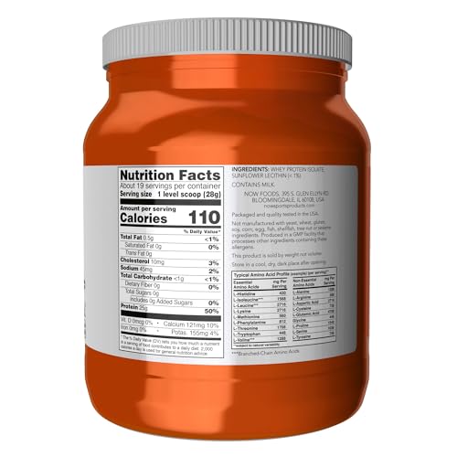 NOW Sports Nutrition, Whey Protein Isolate, 25 g With BCAAs, Unflavored Powder NOW uk supplements