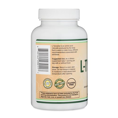 L-Tyrosine 1,000mg per Serving, 120 Veggie Capsules (L Tyrosine Supplement for Memory Double Wood Supplements uk supplements