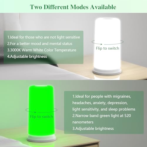 Green Light Lamp for Migraines,Mood Light Therapy Lamp 10000 Lux,Narrow Band Green LEDs KTS uk supplements