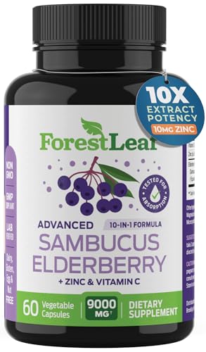 ForestLeaf Sambucus Elderberry with Vitamin C and Zinc - 9000mg Ult ForestLeaf uk supplements