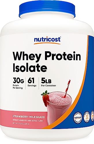 Nutricost Whey Protein Isolate (Strawberry Milkshake) 5LBS Nutricost uk supplements