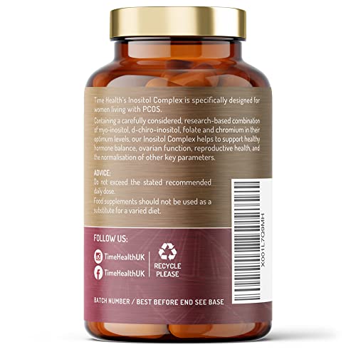 Inositol Complex | PCOS Support | 180 Capsules | Myo & D Chiro-Inositol, Folate & Chromi Time Health uk supplements