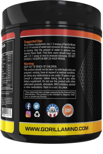 Gorilla Mode Pre Workout - Massive Pumps · Laser Focus · Energy · Power - L-Citrulline Gorilla Mind uk supplements