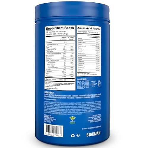BIRDMAN Falcon Organic Vegan Protein Powder Vanilla, 24g Protein, Sugar Free, Probiotics BIRDMAN uk supplements