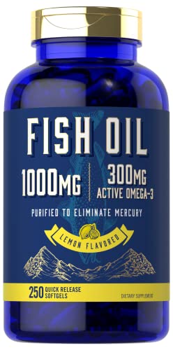Fish Oil 1000mg | 300mg Omega 3 | 250 Count | Non-GMO and Gluten Free Supplement Carlyle uk supplements
