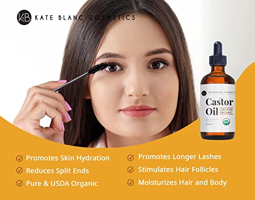 Kate Blanc Cosmetics Organic Castor Oil (4oz). 100% Pure, Cold Pressed, Hexane Free in a Glass Bottle Kate Blanc Cosmetics uk supplements