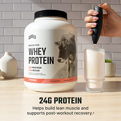 Levels Grass Fed 100% Whey Protein, No Hormones, Strawberry, 5LB Levels Nutrition uk supplements