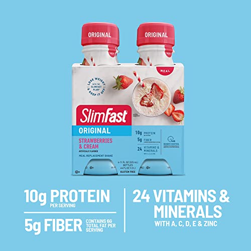 SlimFast Meal Replacement Shake, Original Strawberries & Cream, 10g of Ready to Drink Protein SlimFast uk supplements