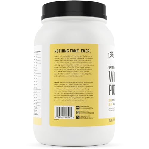 Levels Grass Fed 100% Whey Protein, No Hormones, Vanilla Bean, 2LB Levels Nutrition uk supplements