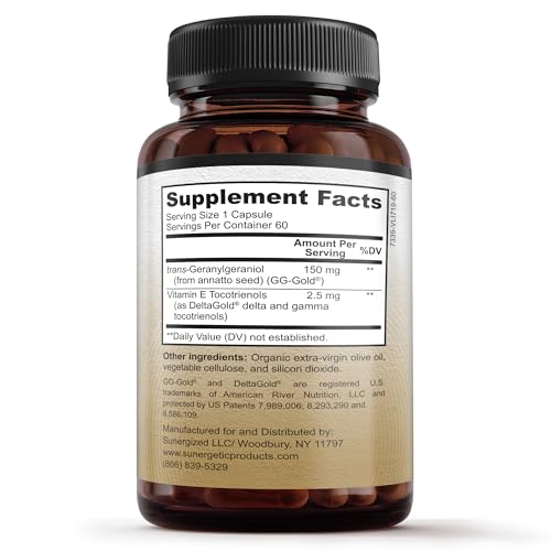 Premium Geranylgeraniol Supplement – GG-Gold 150mg with DeltaGold Vitamin E Tocotrienols Sunergetic uk supplements