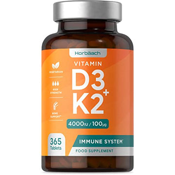 Vitamin D3 K2 High Strength Tablets | 365 Count | Vitamin D3 4000iu and Vitamin K2 MK7 Horbäach uk supplements