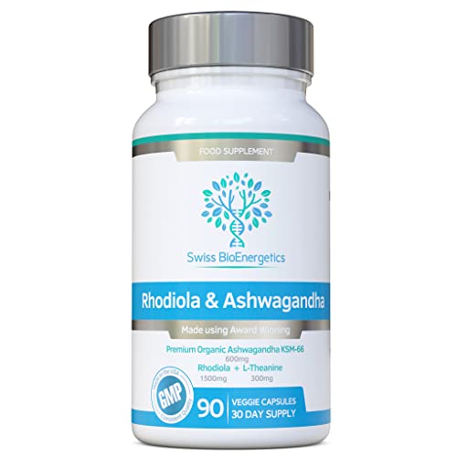 Rhodiola & Ashwagandha with L-Theanine - Award Winning Ashwagandha KSM-66 600mg swiss bioenergetics uk supplements
