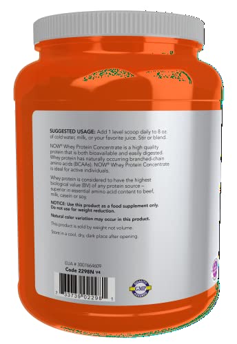 NOW Sports Nutrition, Whey Protein Concentrate, 24 g With BCAAs, Unflavored Powder NOW uk supplements