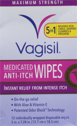 Vagisil Anti-Itch Medicated Feminine Intimate Wipes for Women, Maximum Strength, Gynecologist Tested Vagisil uk supplements