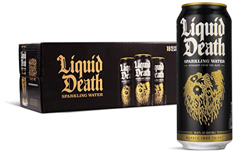 Liquid Death Sparkling Mountain Water, 16.9 oz Tallboys (18-Pack) Liquid Death uk supplements