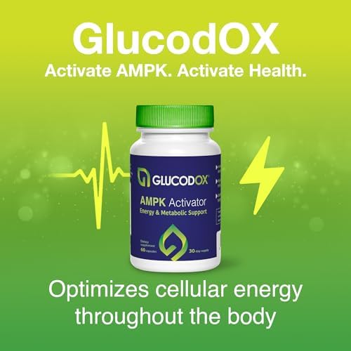 GlucodOX AMPK Activator Supplement – AMPK Enzyme, Metabolism Booster, Guggul Supplement for Body Management & Longevity – Vegan Metabolic Support - 30 Day Supply (60 Capsules) GlucodOX uk supplements