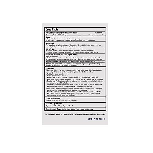 Docusol Docusate Sodium Mini Enema ml, Clear, 0.84 Fl Oz Enemeez uk supplements