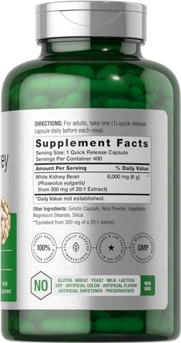 White Kidney Bean Extract Capsules | 6000mg | 400 Count | Non-GMO & Gluten Free Horbäach uk supplements