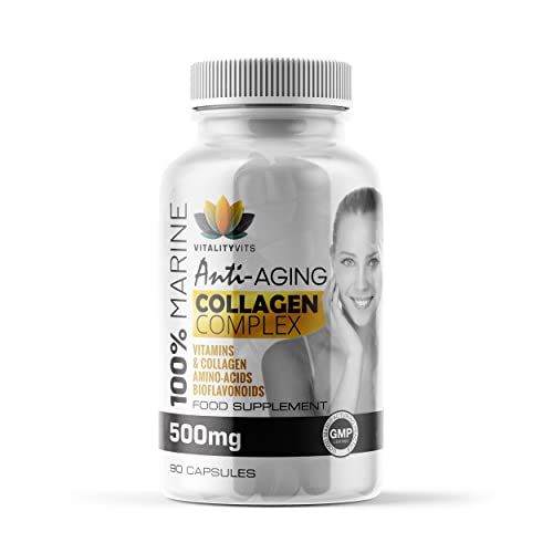Marine Collagen Complex - High Strength Capsules for Hair, Skin, Nails & Joint Support - Vitamins B2 C & E VITALITYVITS uk supplements